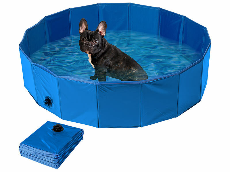 Sweetypet Faltbarer XL-Hundepool mit Boden, 120x30 cm, rutschfestem blau