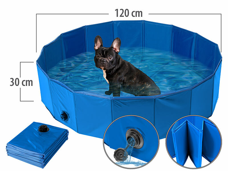 Sweetypet Faltbarer XL-Hundepool rutschfestem blau mit 120x30 Boden, cm